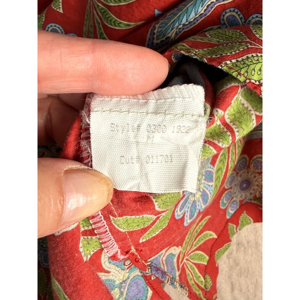 Tori Richard Button Down Shirt Mens M Red Floral Cotton Lawn Hawaii 0300 1922 EX - Picture 3 of 8
